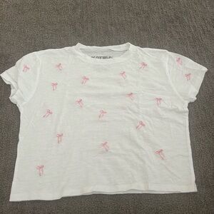 KATIE J NYC TWEEN FEARLESS EMBROIDERED BOWS CROP TEE